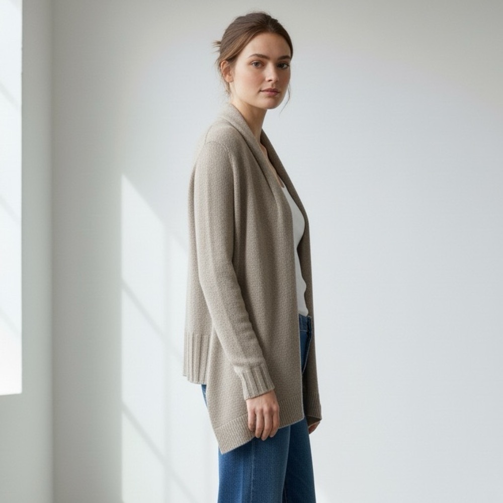 Vince oatmeal beige wool alpaca cashmere open front cardigan - XS - Picture 2 of 6